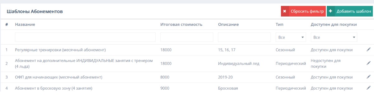 Создание шаблонных договоров/абонементов